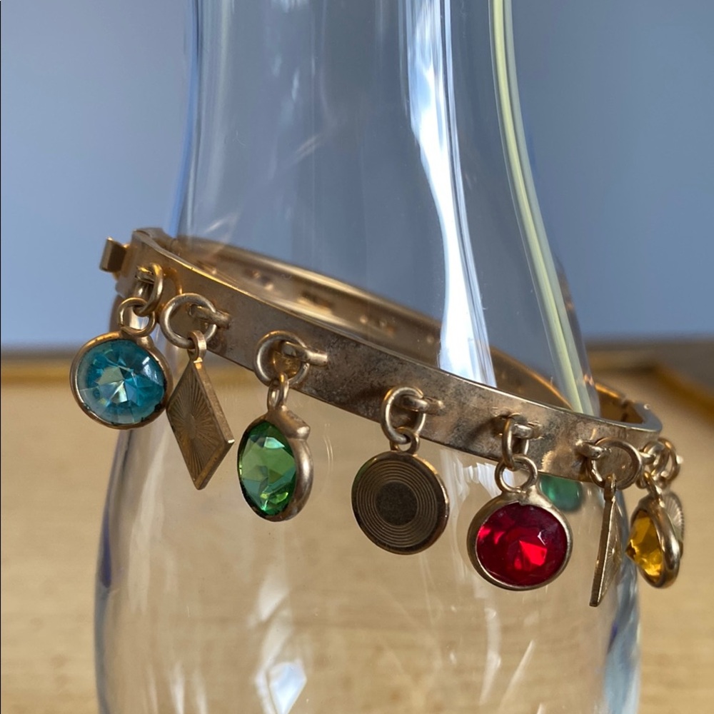 Vintage Charm Bracelet with Colorful Gems